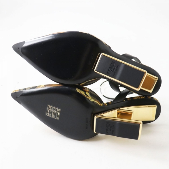 New Deadstock Fendace Fendi/Versace Silk Calfskin Baroque Print Heels! - Picture 4 of 12